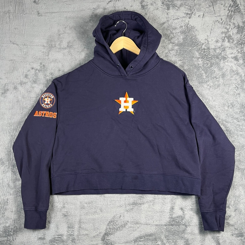 Pro Standard Houston Astros Hoodie Womens Large Navy Blue MLB Graphic Cropped